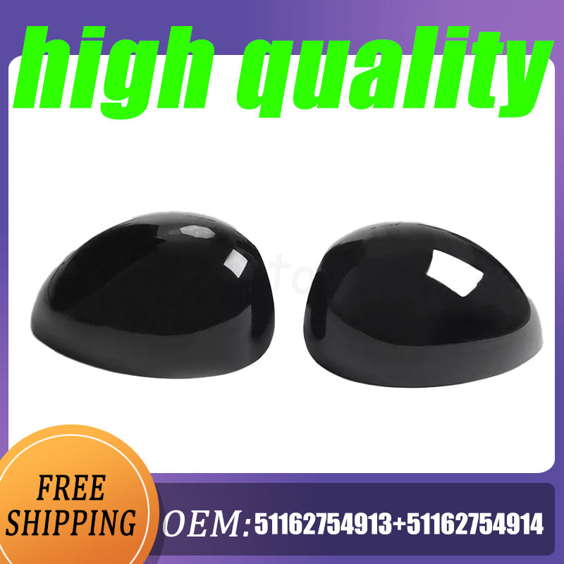 2-Pack 51162754913+51162754914 Glossy Black Mirror Protective Case for Mini Cooper