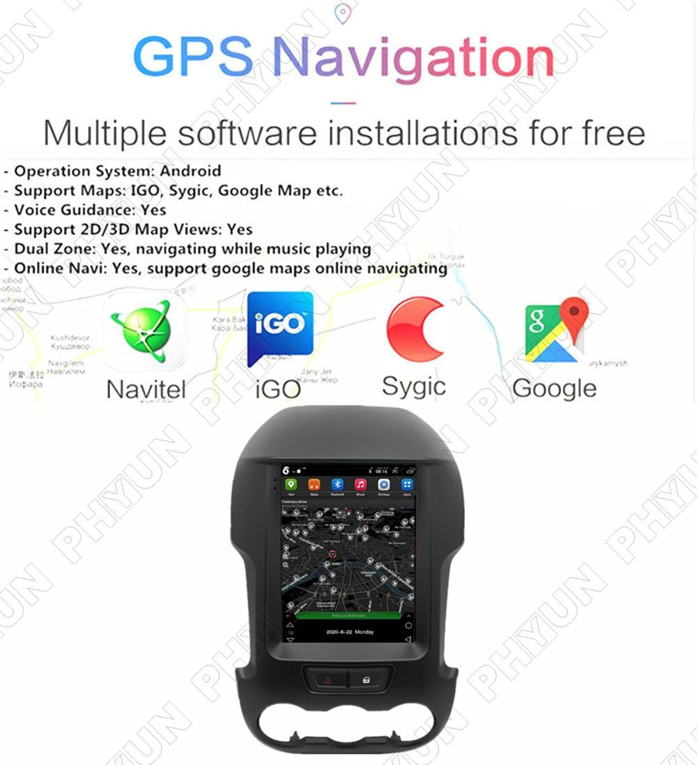 9.7 For 2011-15 for Ford Ranger Vertical Stereo Radio GPS Nav FM BT Head Unit Wifi