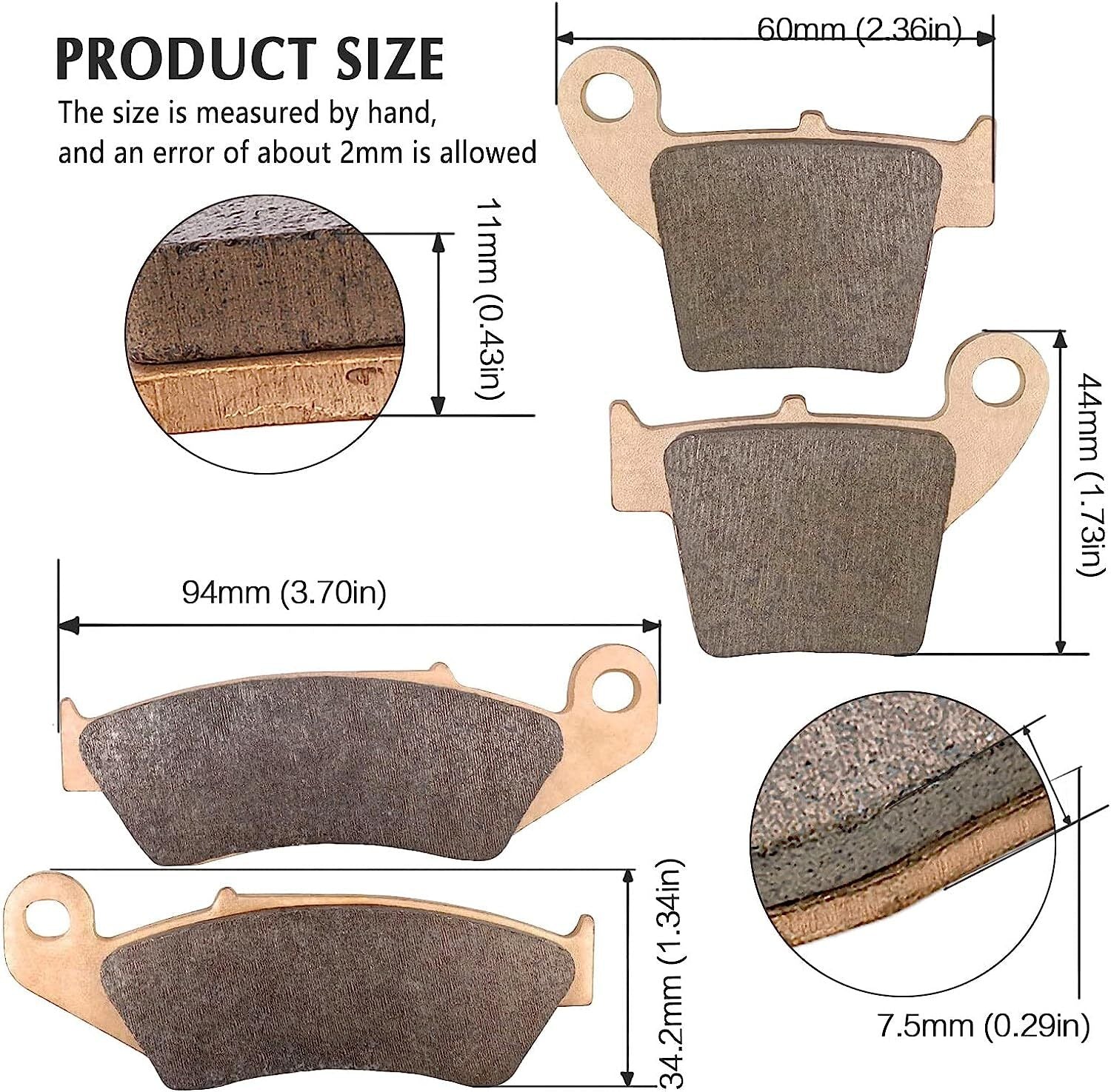 Front Rear Brake Pads for Honda CR250 CR250R 2002-2007 CR125R 2002-2007 CRF250R