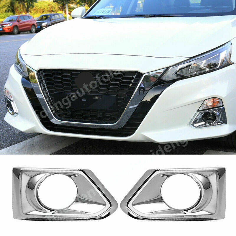 Chrome Front Bumper Fog Lights Lamp Frame Cover Trim for Nissan Altima 2019-2022