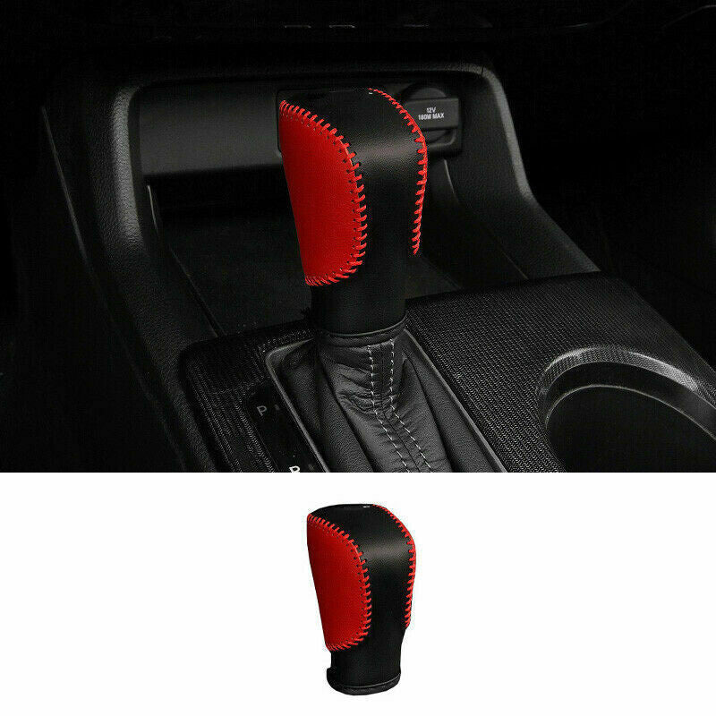 for Honda for Civic 11th 2022-23 BlackRed Leather Gear Shift Knob Holster Cap Trim