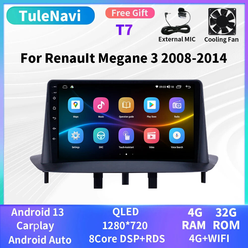 Android for Renault Megane 3 2008-2014 Car Radio CarPlay GPS Multimedia Screen
