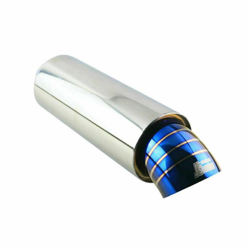 Universal 2.5inch Inlet 4 OD 5 Body Rear Exhaust Muffler Tip Slant Blue TIP