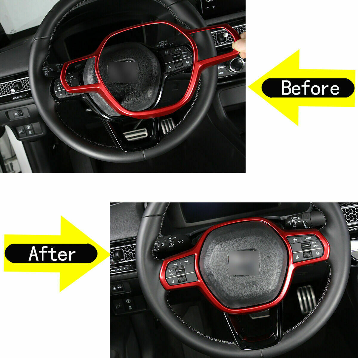 Matte Red Steering Wheel Frame Cover Decor Trim for Honda for Civic 11th 2022-2023