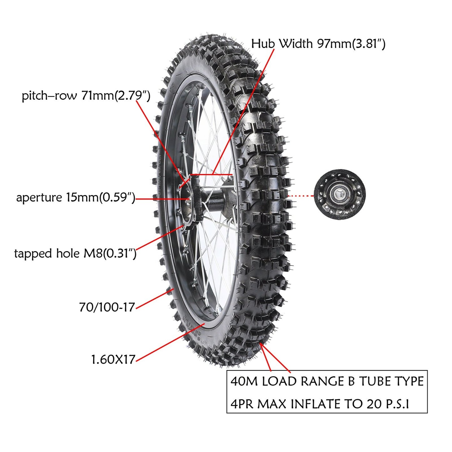 17-inch wheels 70/100-17 + triple clamp fork for mini off-road pit bike SSR 110 125cc