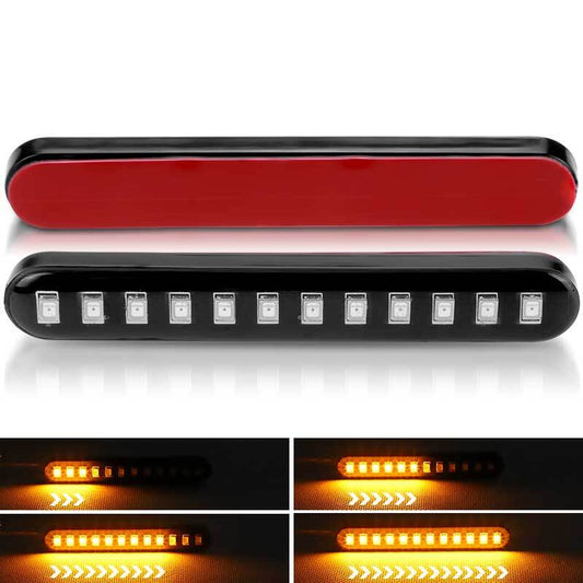 2X Motorcycle LED Flowing Strip Light Tail Turn Signal Sequential Flowing Amber
