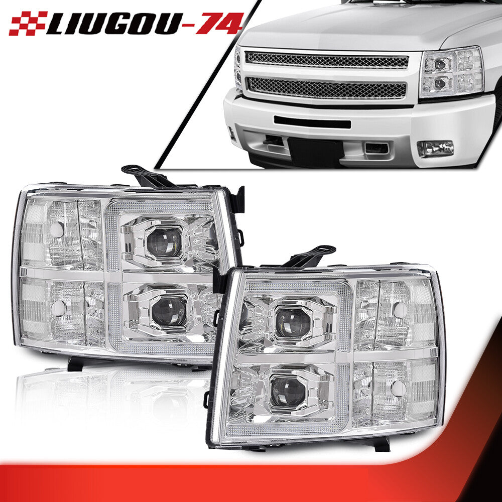Suitable for 07-14 for Chevrolet Silverado chrome-plated transparent corner headlights, new.