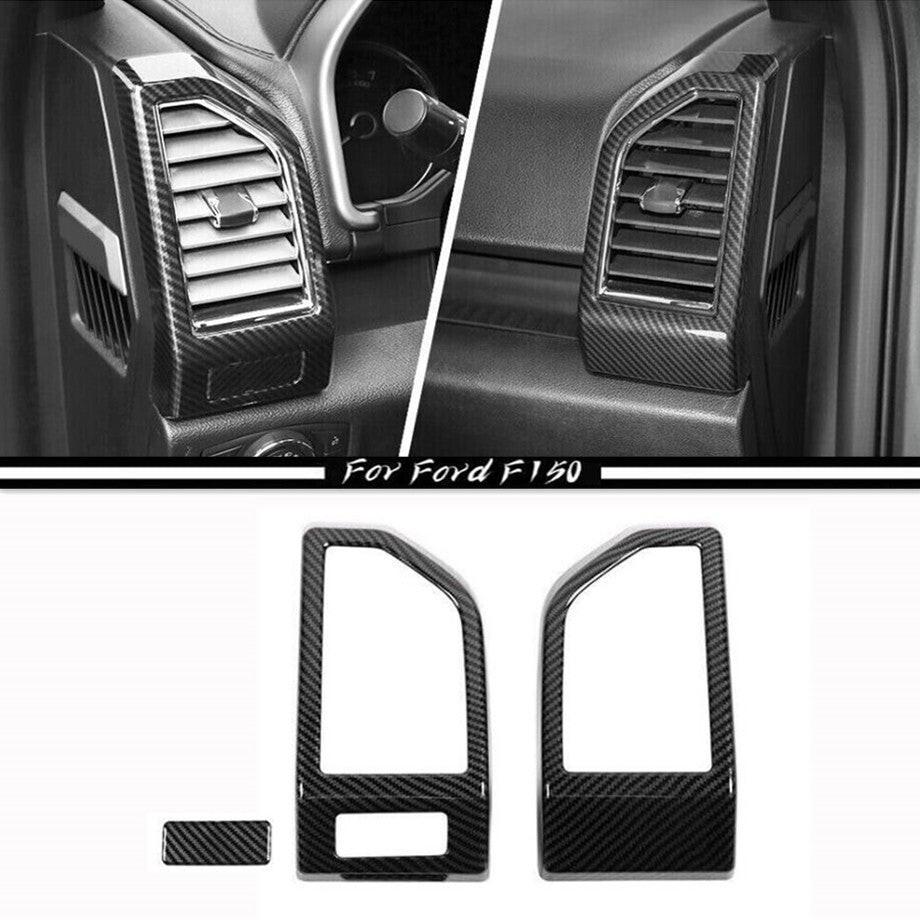 Car dashboard side vent socket cover trim for Ford F150 15-20 accessories carbon fiber