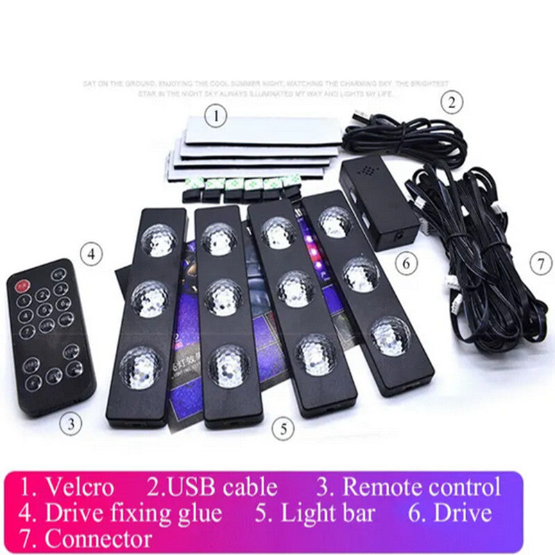 Car Atmosphere Foot Light USB RGB LED Starlight Ambient Decorative Carpet Lamp
