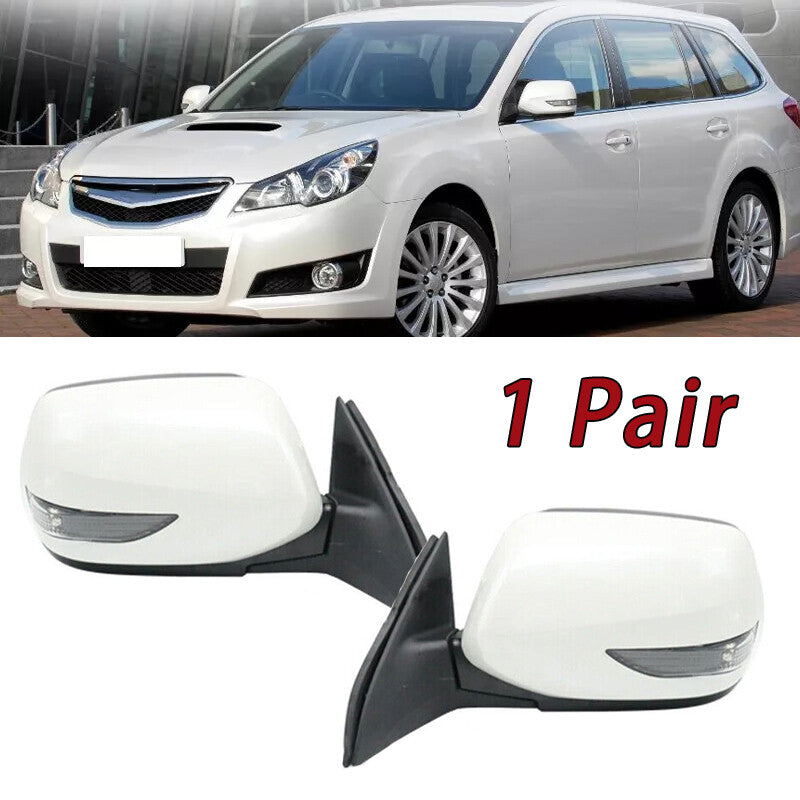 1Pair Door Wing Mirror 9Pins Power Fold Heated White for Subaru Legacy 2010-2012