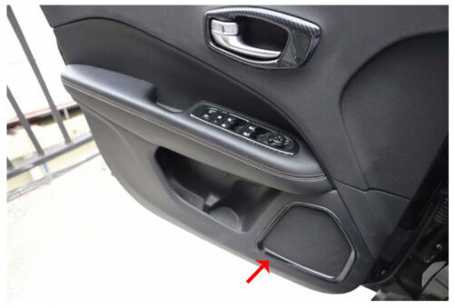 Carbon Fiber Style Inner Door Speaker Frame Cover 4pc for Jeep Compass 2017-2021
