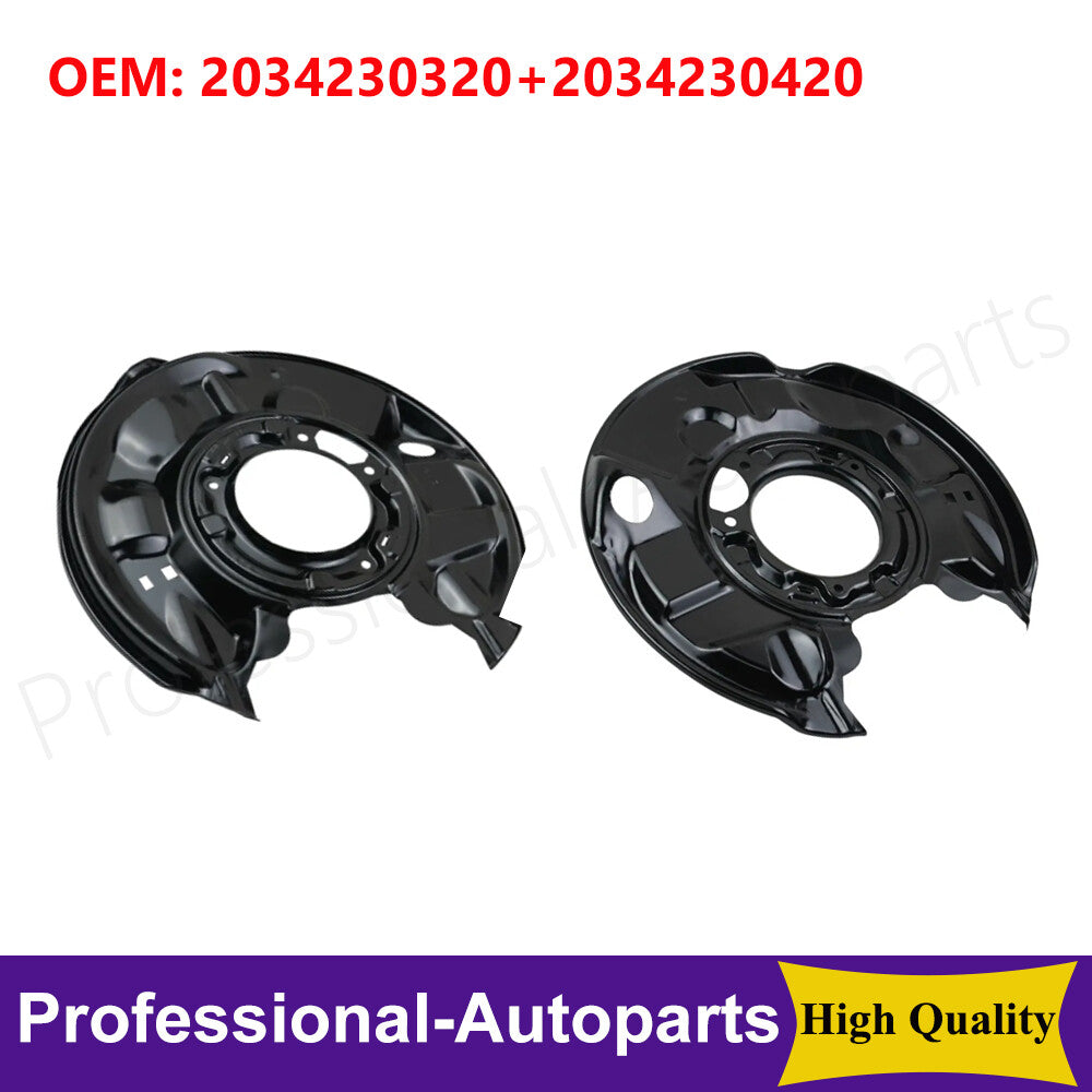 One pair of L+R brake dust covers are suitable for Mercedes-Benz C230, C240, C32, AMG C320, CLK350, and C350.
