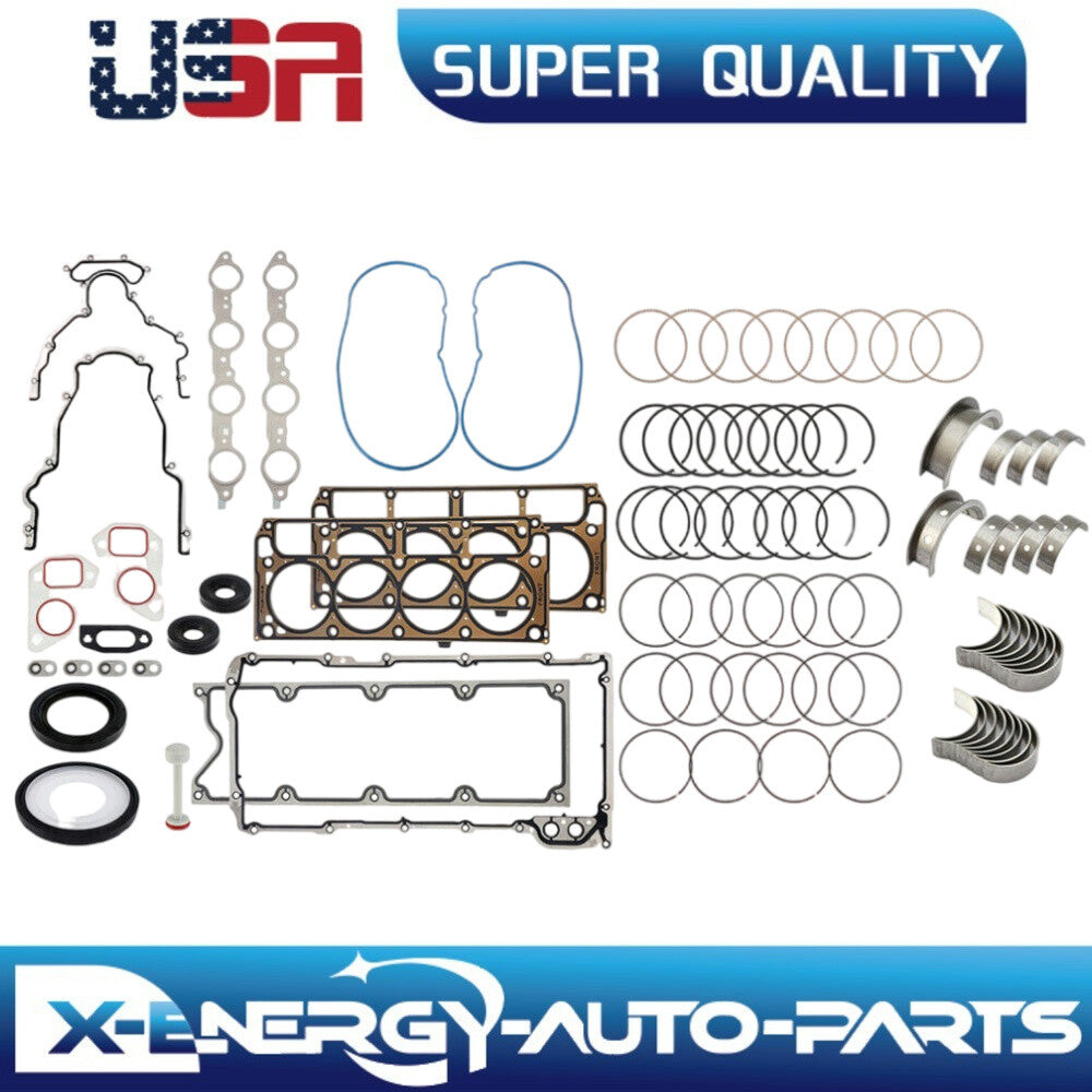 LS LS9 Gaskets Kit  Main Rod Bearings w/Piston Rings for Chevy LS1 LS6 LQ4 Gen3