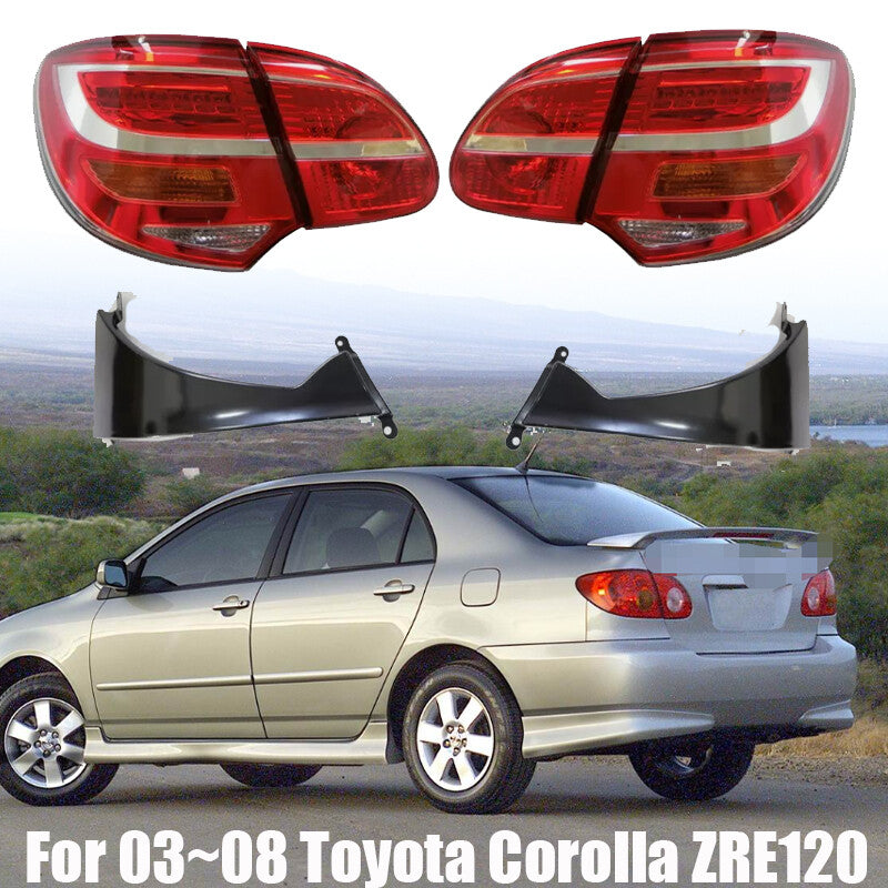 For 2003~08 for Toyota for Corolla ZRE120 Red / Clear + cover bases Led Tail Lights Lamp