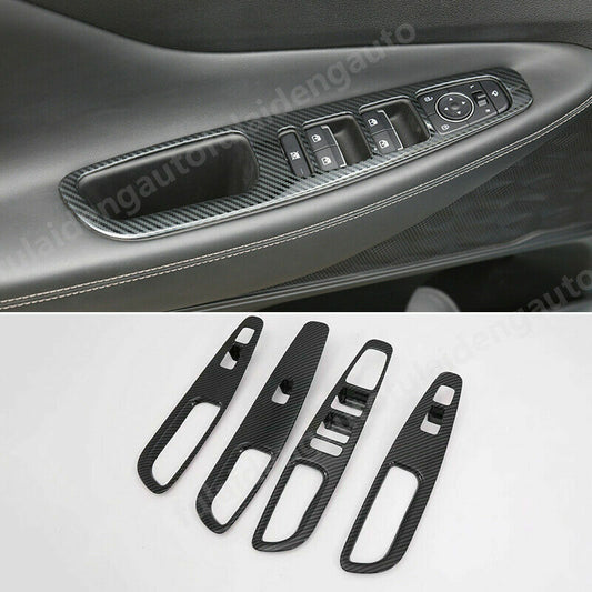 for Hyundai Santa Fe 2019-2021 Carbon Fiber Car Window Lifter Switch Panel Cover