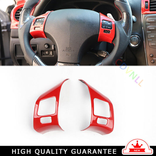Car Steering Wheel Button Frame Trim 2PCS Fit for Lexus IS 2006-2011 Bright Red