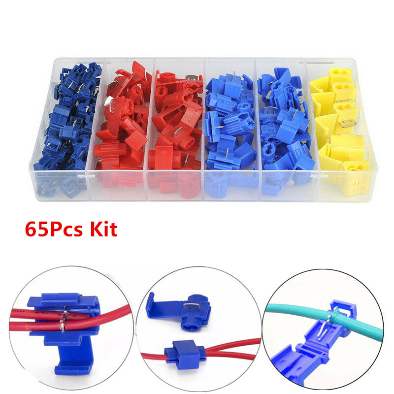 Car Electrical Insulated Wire Connectors Solderless Quick Splice Snap Crimp Butt