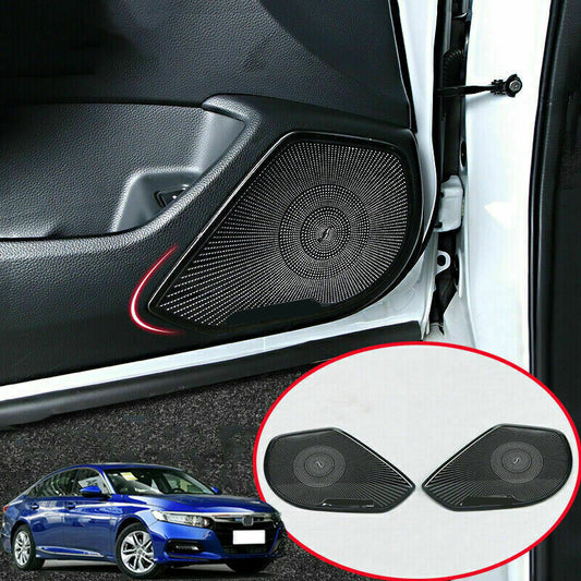 2for Honda Accord 2018-2022 Black Titanium Inner Door Horn Speaker Frame Trims