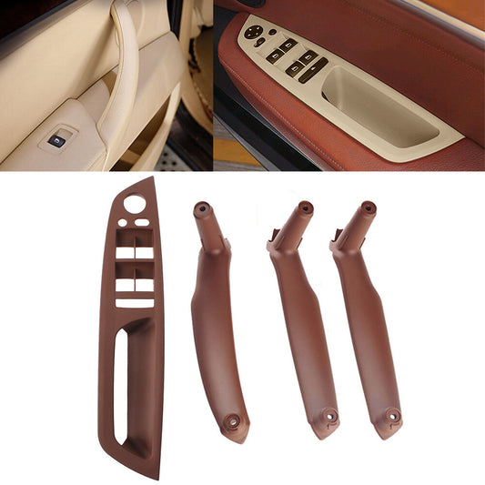 4PCS Interior Door Pull Handle Trim Cover for BMW X5 E70 X6 E71 E72 Red Wine RHD