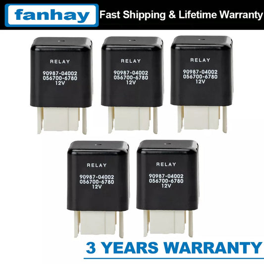 5-piece set 90987-04002 12V 5-pin main blower motor relay 056700-6780 Suitable for Toyota