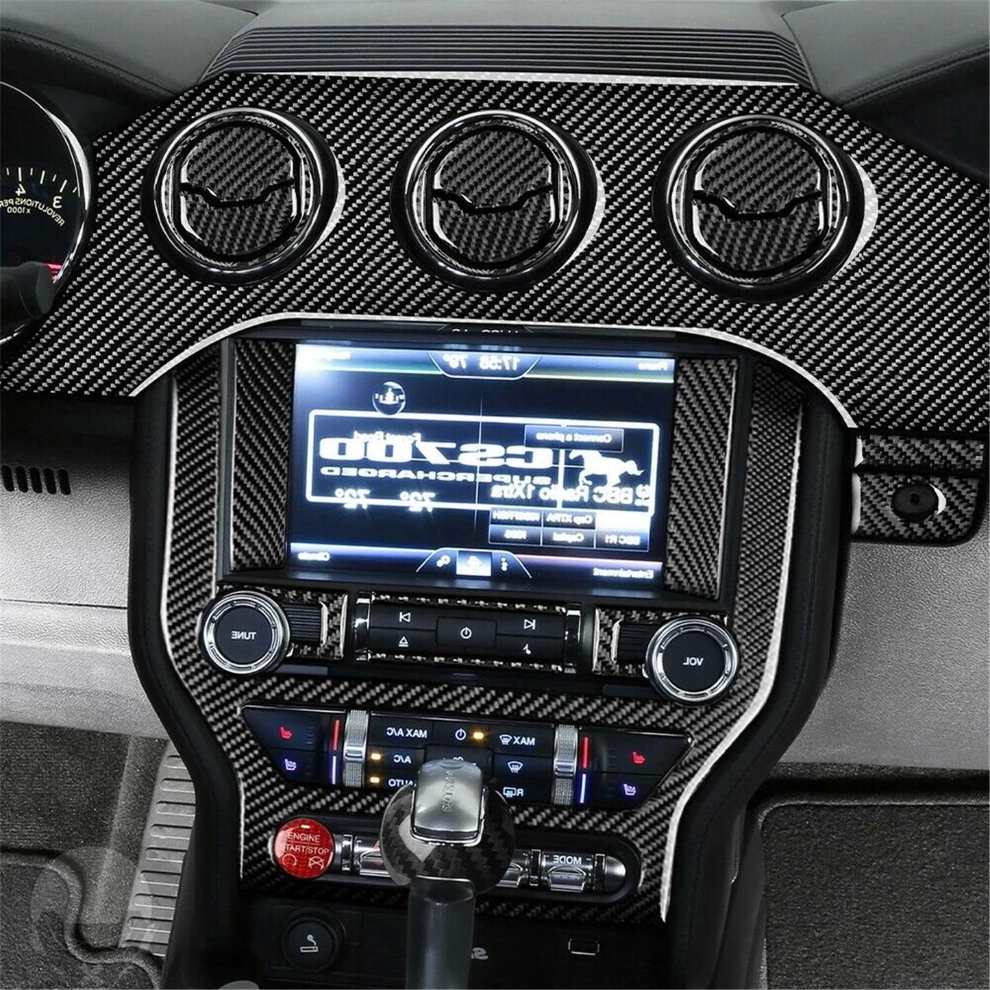 Carbon Fiber Interior Dashboard Frame Trim Cover for Ford for Mustang 2015-2019