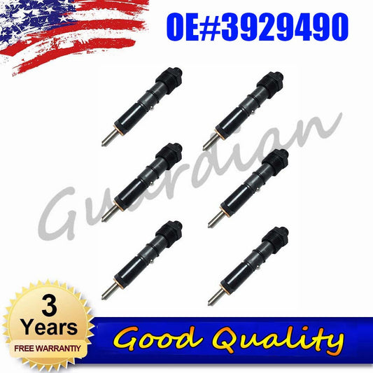 6-pack of fuel injectors 3929490 3802677 3930192 3929492, new, suitable for 6BT 5.9L fuel injectors.