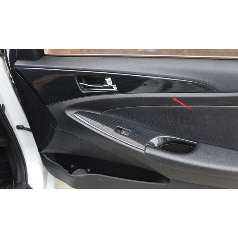for Hyundai Sonata 2011-2014 Carbon Fiber Inner Door Bowl Panel Strap Cover Trim
