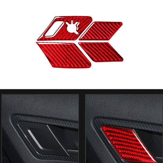 Red Carbon Fiber Door Locker Switch Panel Trim Cover for VW for Golf 7 MK7 2014-2019