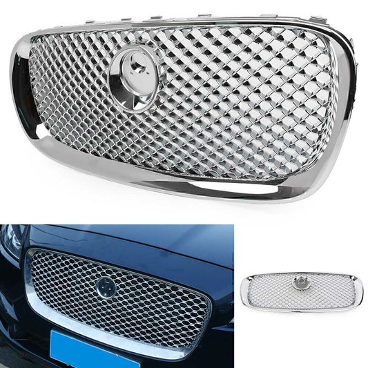 Front Upper Grille Mesh Grill Fit for Jaguar XF X-F 2008-2011 4 Door Silver Chrome
