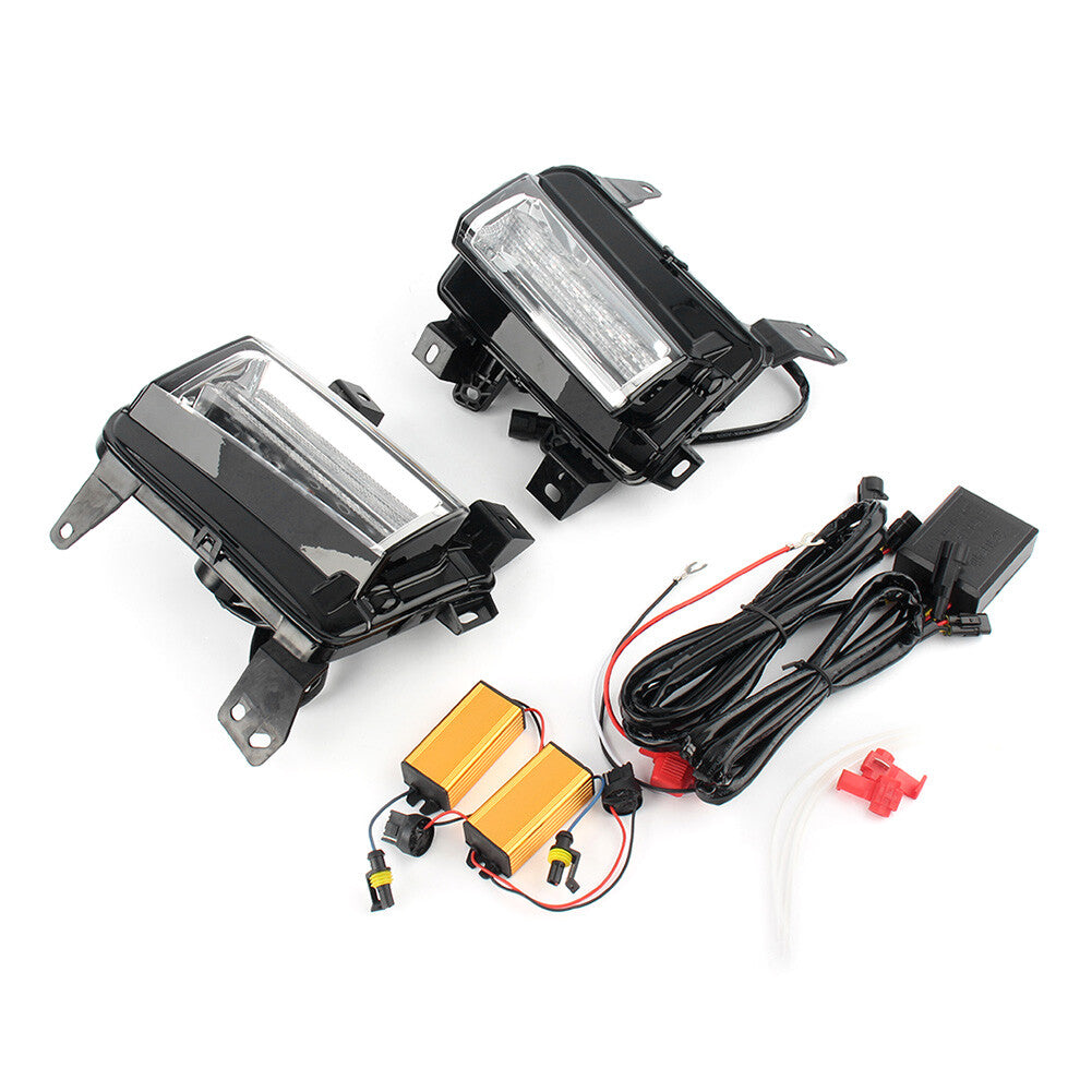 LED DRL Daytime Running Lights w/Turn Signal Fog Lamps For 17-19 for Cadillac XT5