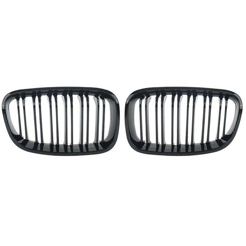 Pair Front Bumper Gloss Black Kidney Grille Grills for BMW F20 2011-2014