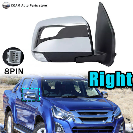 The right-side door wing mirror is electrically folding and is compatible with 2012-2018 for ISUZU D-MAX models.