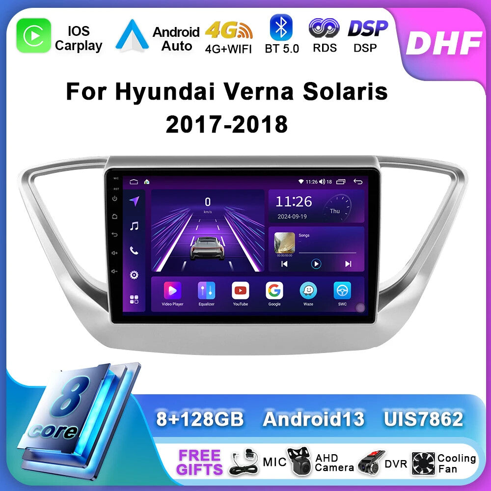 Android Car Radio Screen for Hyundai Verna Solaris 2017-2018 Auto CarPlay Player