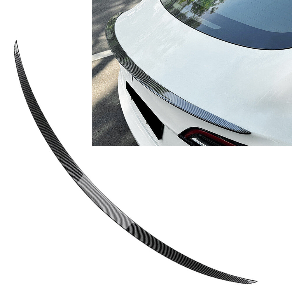 Rear Trunk Spoiler Wing ABS for Tesla Model 3 17-23 Glossy Carbon Fiber Black