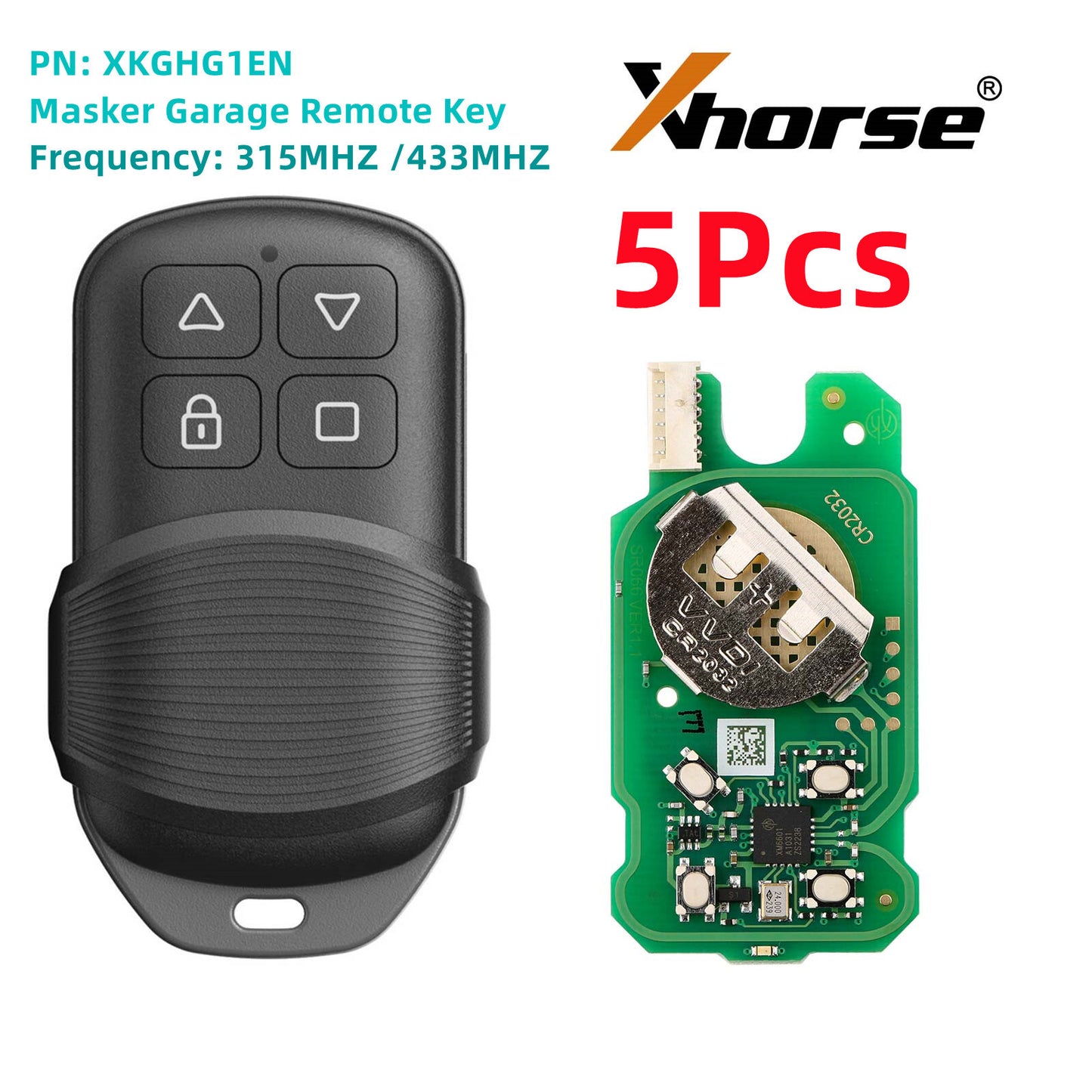 5x XKGHG1EN Masker Garage Remote 315MHZ/433MHZ Support Fixed Code Cloning