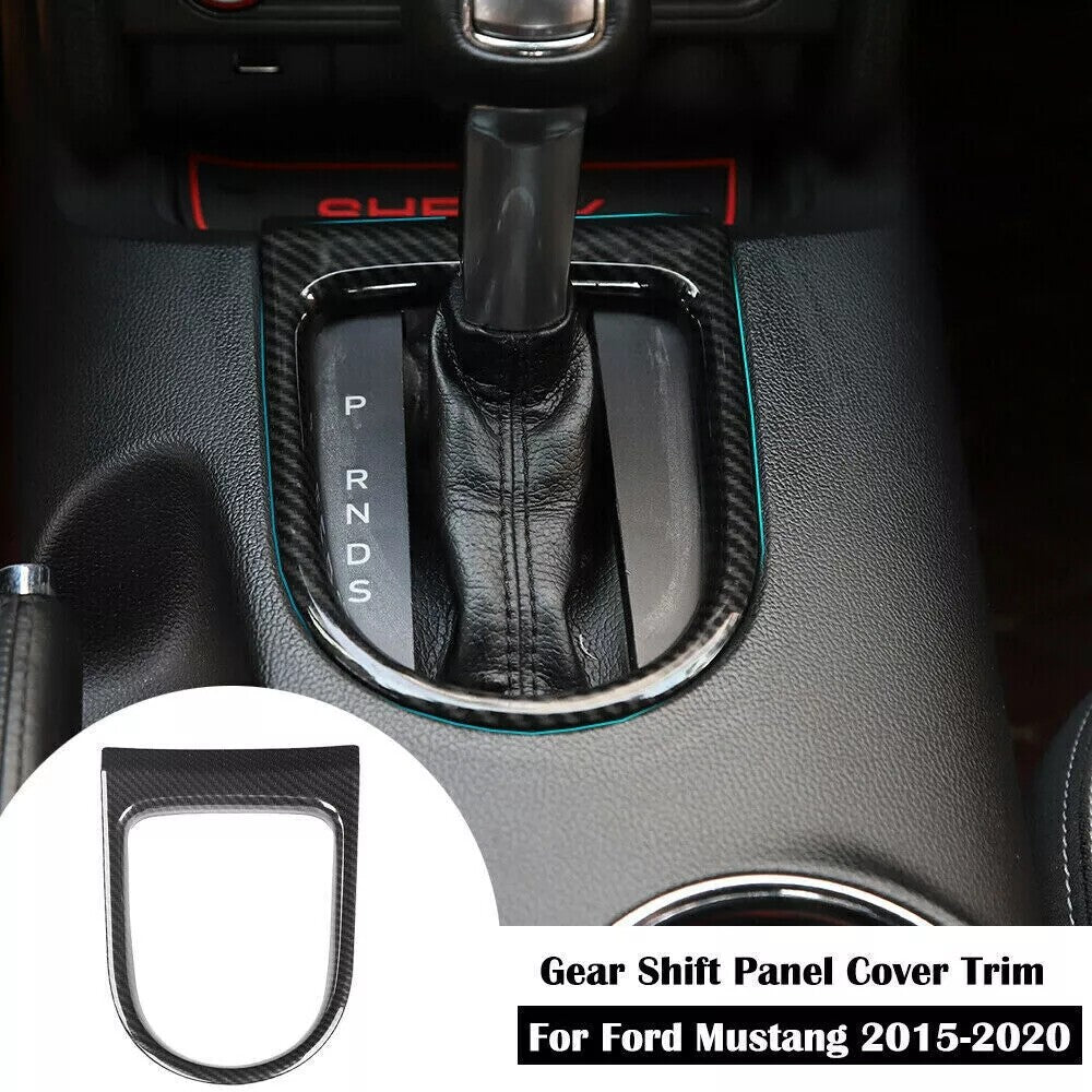 for Ford for Mustang 2015-2020 Carbon Fiber ABS Interior Gear Shift Panel Cover Trim