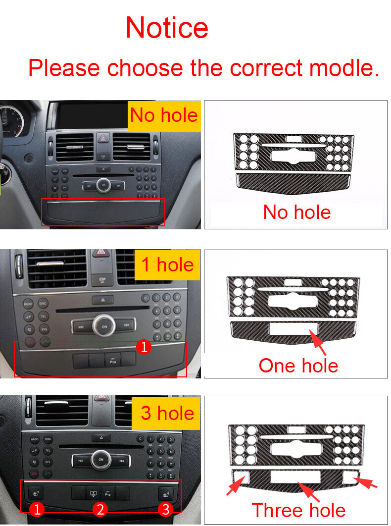 Carbon Fiber Central Control CD Panel Cover for Mercedes-Benz C Class W204 07-10
