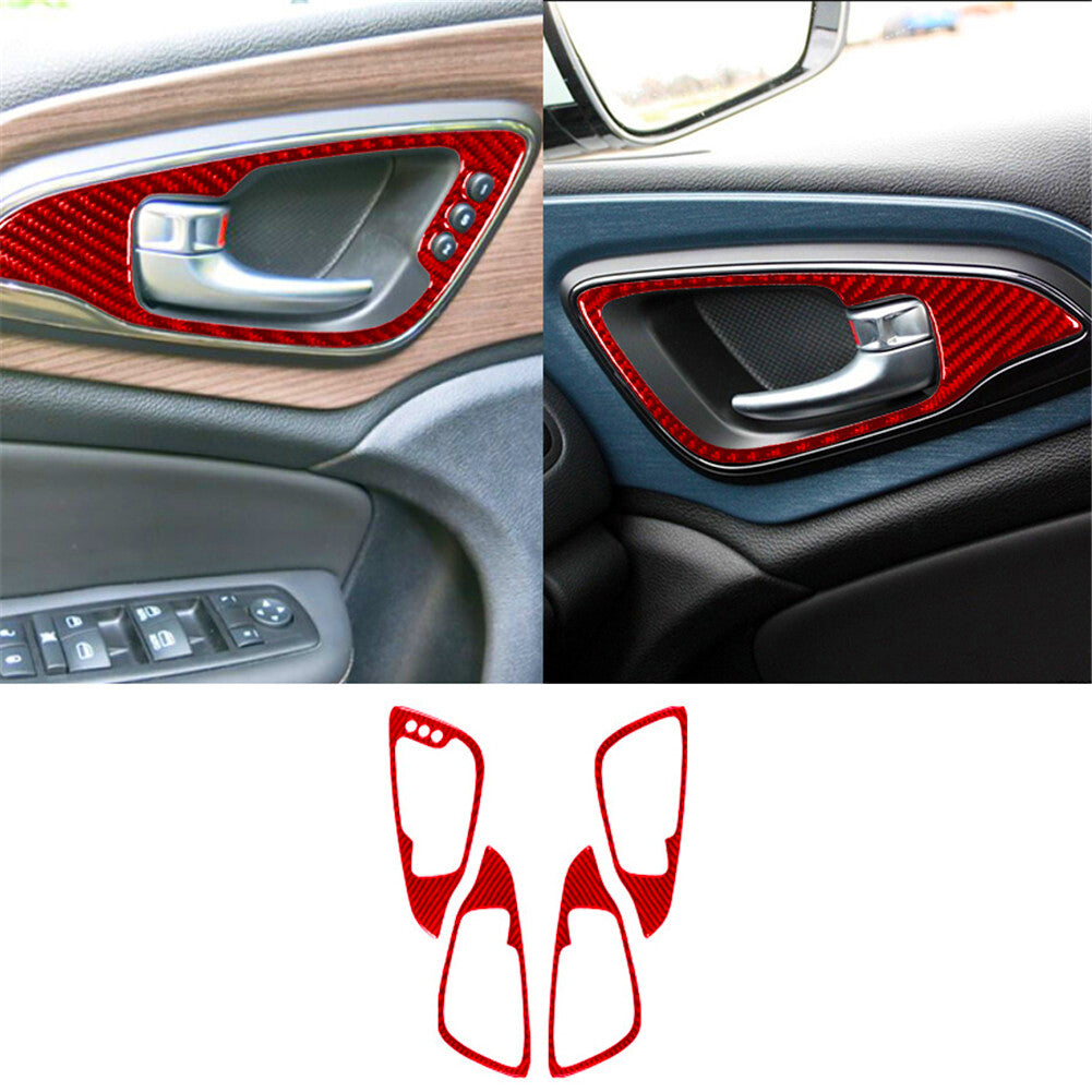 4X Red Carbon Fiber Door Handle Frame Cover Trim for Chrysler 200 2015-17 Type A