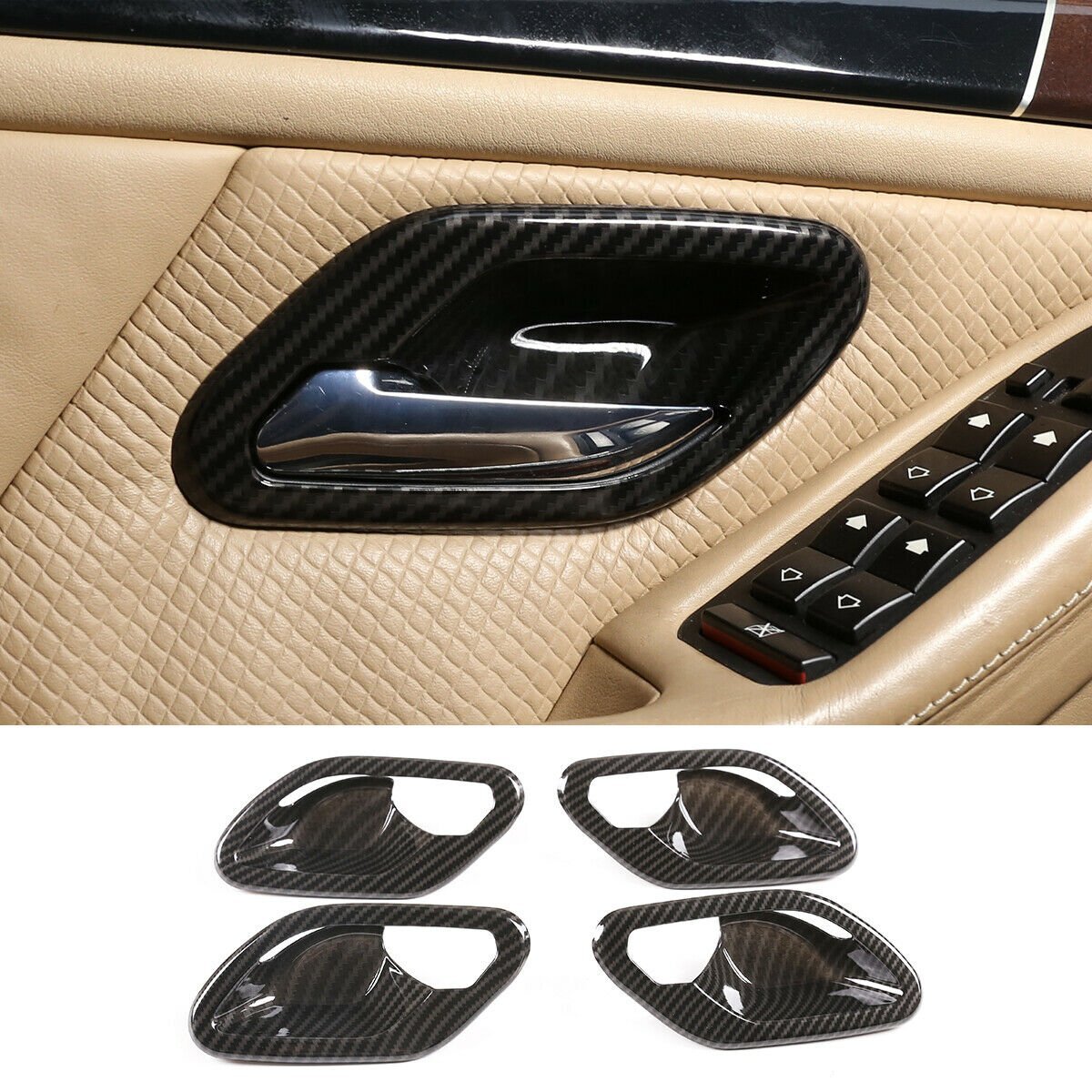 for BMW 5 Series E39 1996-2003 Carbon Fiber ABS Interior Door Handle Bowl Cover