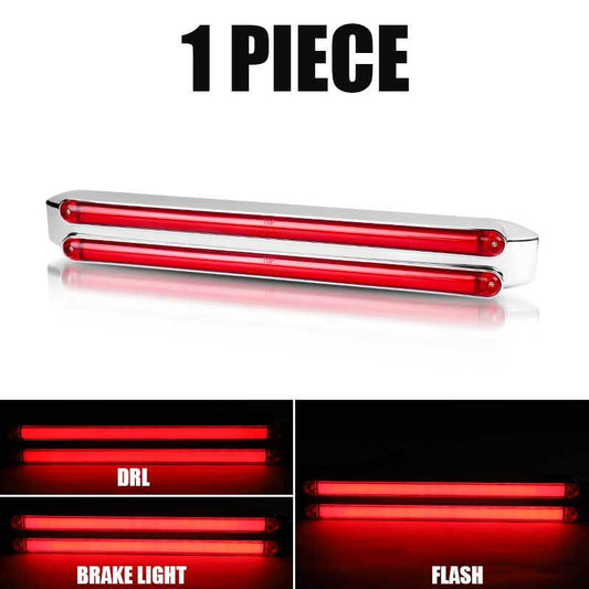 1X LED Chrome Red Strip Truck Trailer RV Rear Stop Turn Tail Brake Light Bar DRL