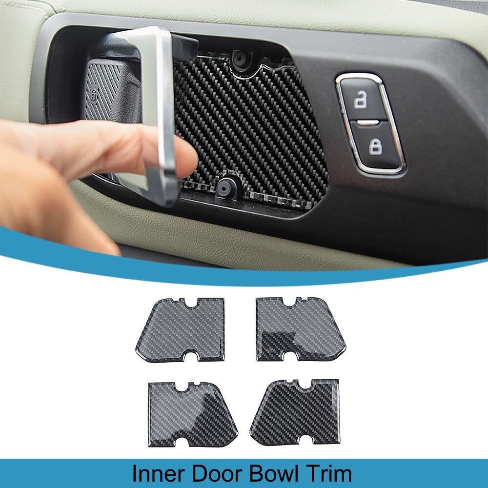 Carbon Fiber Inner Door Handle Bowl Panel Cover Trim for Ford Bronco 2021-2024