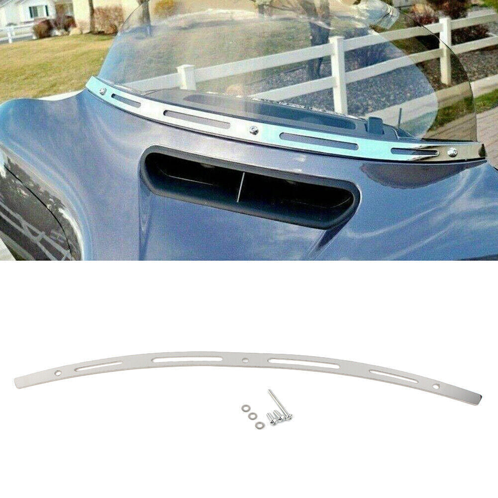Slotted Batwing Fairing Windshield Trim Chrome for Harley Touring FLHT 14-19