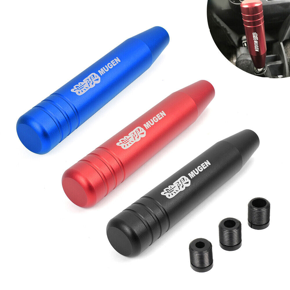 MUGEN 180mm Universal Aluminum Black Manual Car Gear Stick Shift Knob Shifter