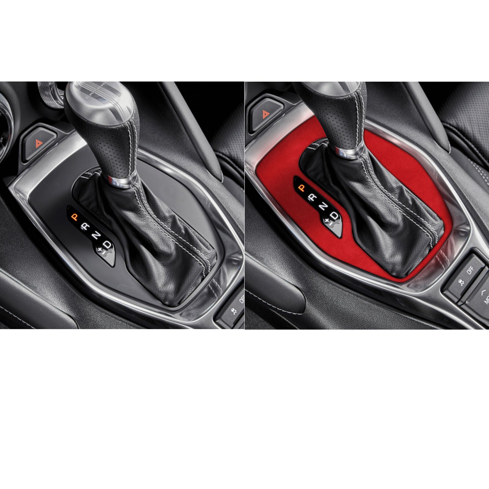 Console Gear Shift Frame Cover Trim 1X for Chevrolet Camaro 2016-2020 Red Suede