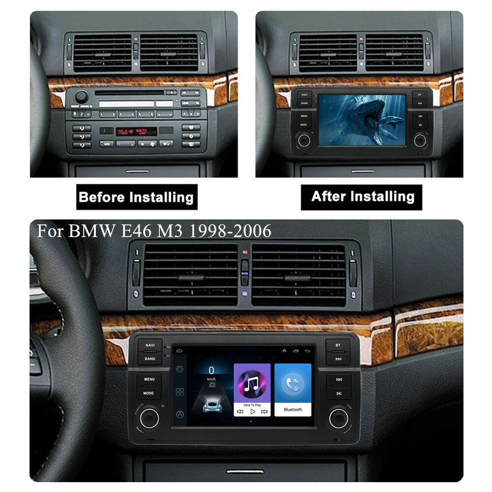 7Android 12 Stereo Radio Navi Player GPS FM For 1998-2006 for BMW 3 Sereis E46 M3