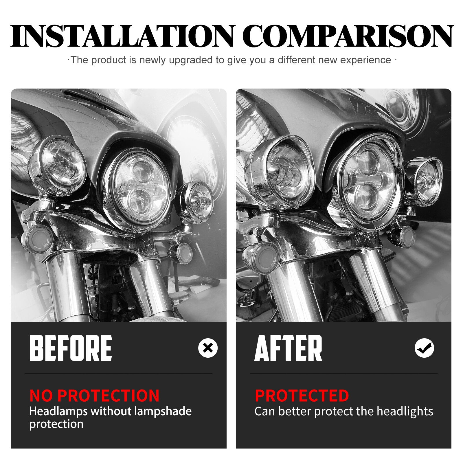 Chrome 7Headlight 4.5 Auxiliary Passing Light Trim Ring Visor Bezel for Harley