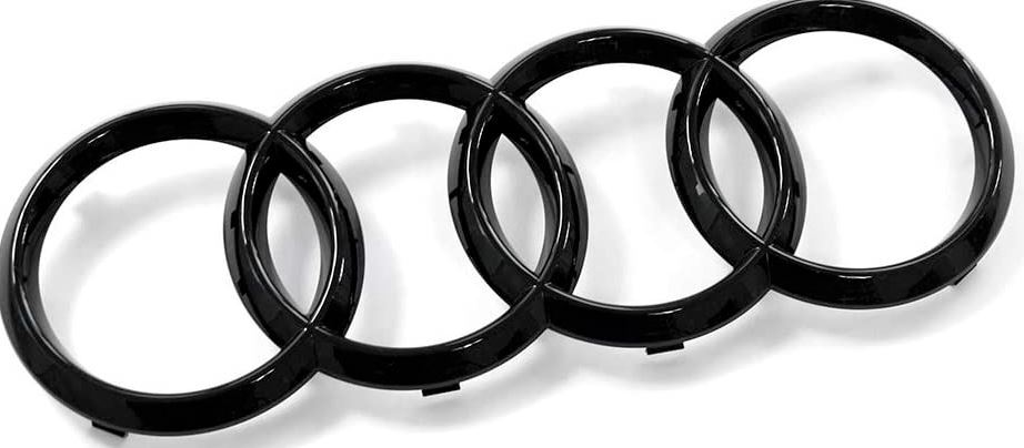 Suitable for Audi Hood Rings badges, front Bonnet badge, gloss black, 248 mm x 85 mm