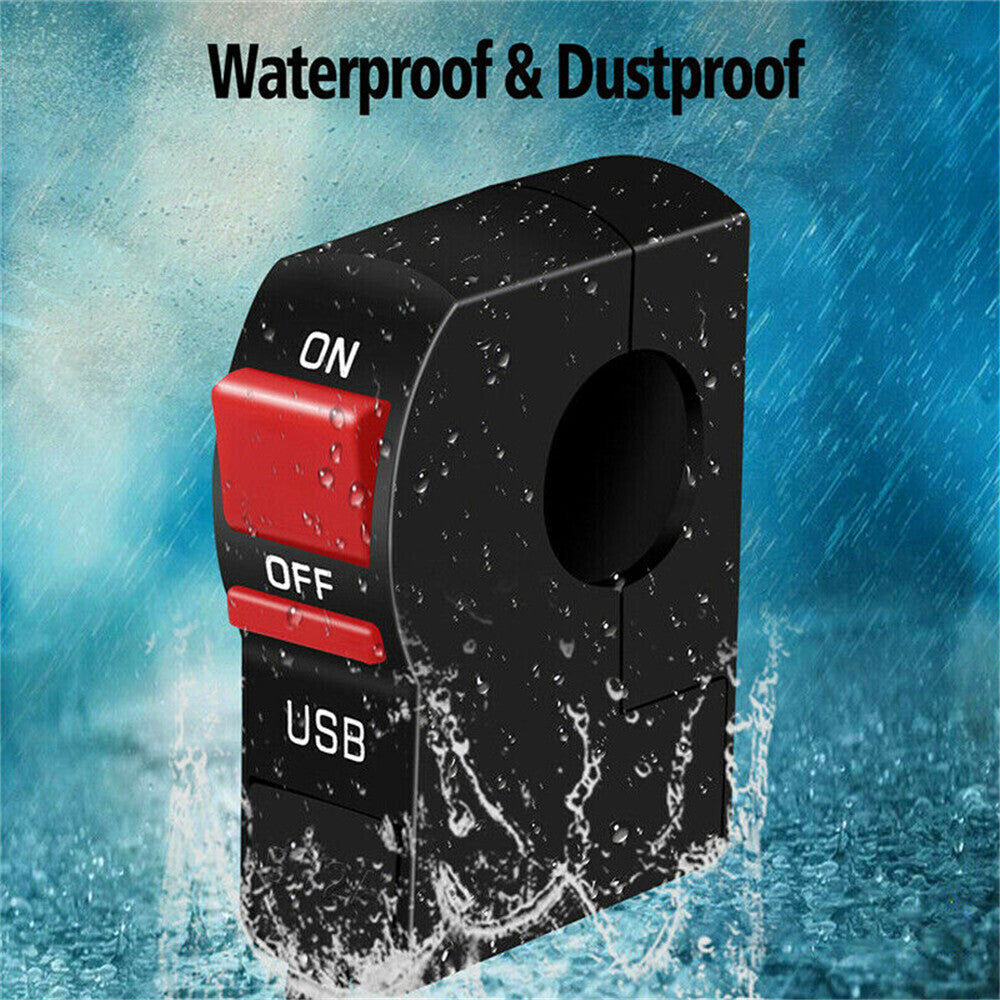DC12V Motorcycle Handlebar USB Socket Splitter Charger Power Adapter For Phone