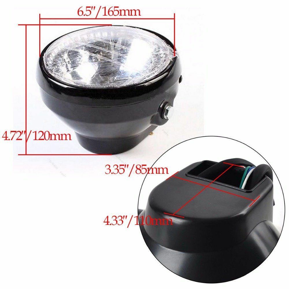 Front 6.5 Inch Motorcycle Headlight High/Low Beam Headlamp Universal Motorbike