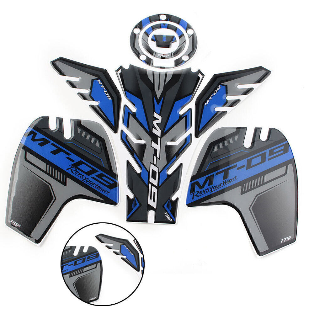 Blue 3D Gas Fuel Tank Side Pad Decal Stickers for Yamaha MT 09 SP Tracer 2018-20